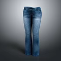 Classic Blue Flared Denim Jeans With Pockets And Slim Fit Design