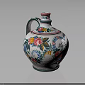 Colorful Hand Painted Vase Decorated With Vibrant Floral Patterns And Lush Green Leaves