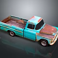 Vintage Chevrolet Pickup Model with Blue Body Rusty Details Decorative Household Display Ornament