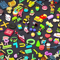 Colorful Assorted Children's Toys With Vehicles Blocks Animals Letters And Airplanes