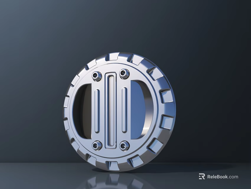 Silver Metal Archway With Circular Design Striped Decoration And Shiny Surface Details 3d model 
