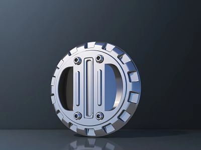 Silver Metal Archway With Circular Design Striped Decoration And Shiny Surface Details 3d model
