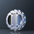Silver Metal Archway With Circular Design Striped Decoration And Shiny Surface Details