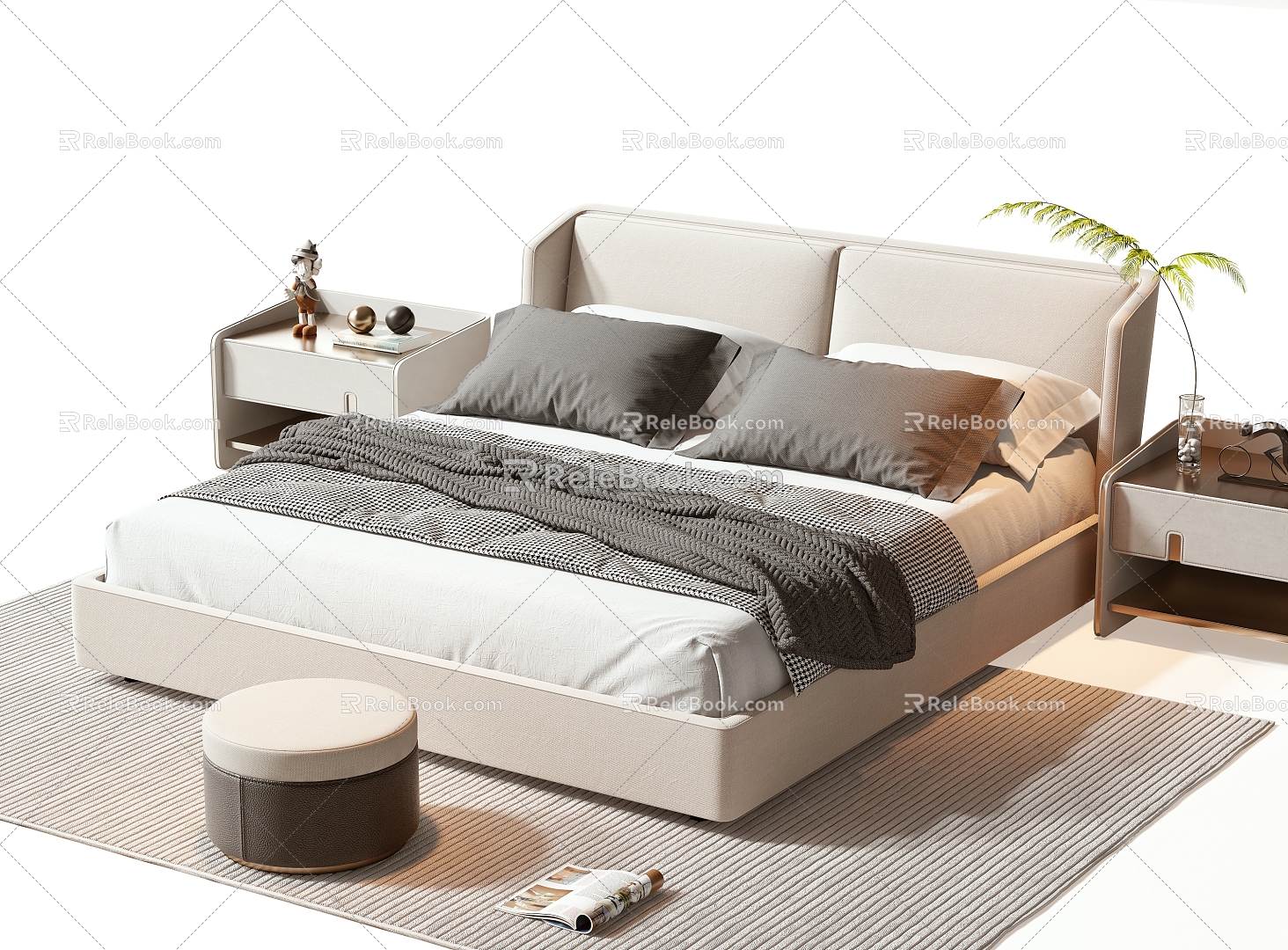 Modern Double Bed 3d model