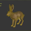 Realistic Brown Hare With Long Ears Standing On Dark Reflective Surface