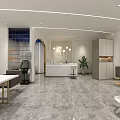 Modern Beauty Hair Salon Interior With Starry Sky Ceiling White Shampoo Stations And Shelves