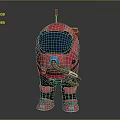 Red 3D Cartoon Astronaut Character With Helmet Antenna Hose And Boots