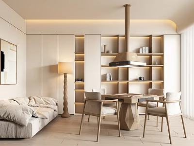 Hotel Chess and Card Room With Modern Sofa Bookshelves And Warm Lighting 3d model