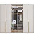 Modern Elegant Wardrobe Interior With Glass Door Gold Handles And Storage
