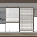 Natural Wooden Blinds On Large Window With City View And Modern Interior Design
