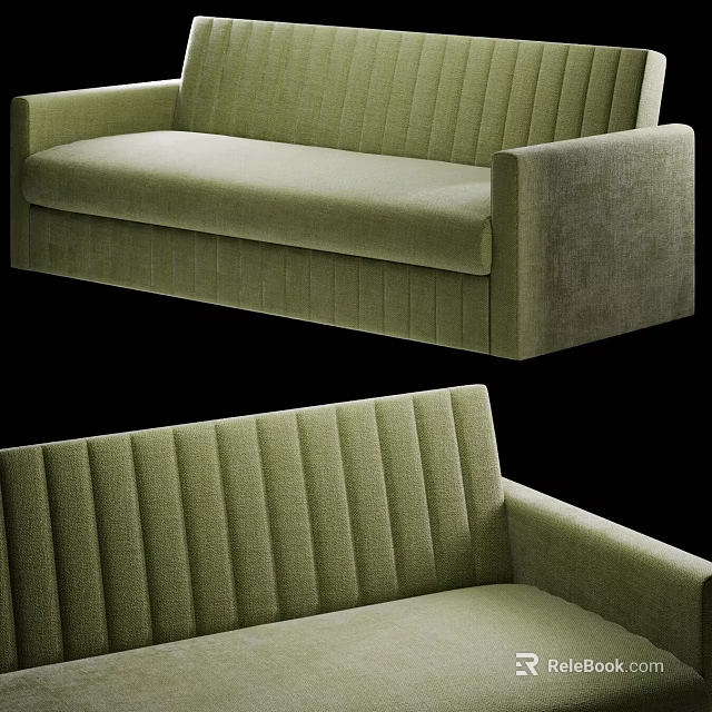 Modern Green Sectional Sofa With Vertical Ribbed Design And Soft Upholstery 3d model 