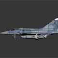 Blue Camouflage Military Fighter Jet 3D Render Model With Cockpit And Missiles