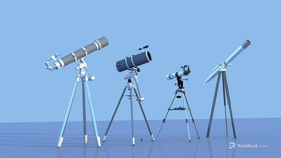Commercial Equipment Telescopes With Tripods In Various Models And Sizes 3d model 