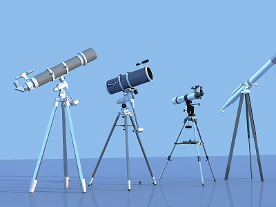 Commercial Equipment Telescopes With Tripods In Various Models And Sizes 3d model