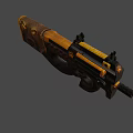 Game Movie Character Decorative Gun With Golden Brown Patterns And Animal Head Design