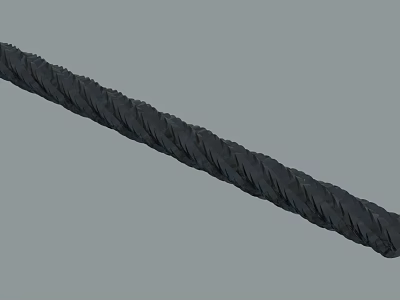 Black Twisted Steel Cable With Textured Surface And Strong Structure 3d model