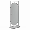 Elegant Full Length Floor Mirror with Metal Frame and Wooden Side Table