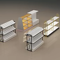 Supermarket Department Store Display Shelves With Multiple Layers And Different Designs 3d model