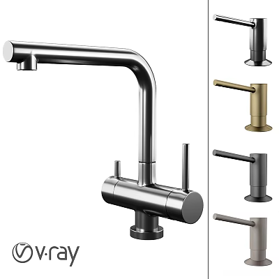 Modern Stylish Faucet Designs In Chrome Gold And Black Finishes For Kitchen 3d model