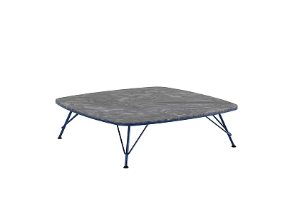 Modern Square Coffee Table With Gray Tabletop And Blue Metal Legs 3d model