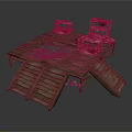 Wooden Platform With Steps And Cushioned Chairs On Deck Structure