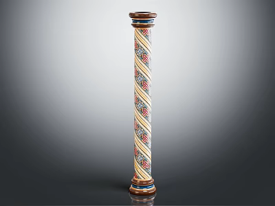 Decorative Colorful Column With Intricate Striped Patterns And Artistic Design 3d model