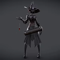 Dark Fantasy Game And Movie Character With Metallic Hat Armored Outfit And Claw Weapon