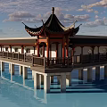 Pavilion pavilion ancient corridor 3d model