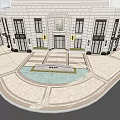 Modern Commercial Street Design With Urban Buildings Pedestrian Walkway And Open Layout