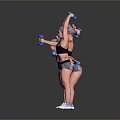 Woman Doing Dumbbell Exercises In Different Fitness Poses And Workout Positions