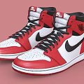 Red White Black High Top Sports Shoes With Brand Logos