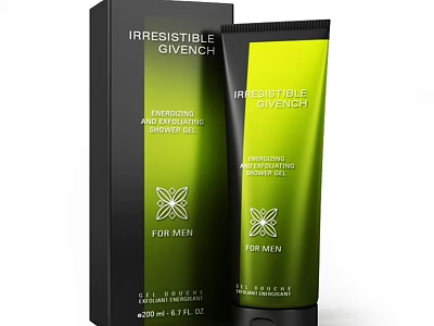 Givenchy Irresistible Refreshing After Shave Gel for Men with Butterfly Logo and Packaging 3d model