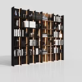 Modern Black And Wooden Bookcase With Open Compartments Books And Decor Items In Modern Interior