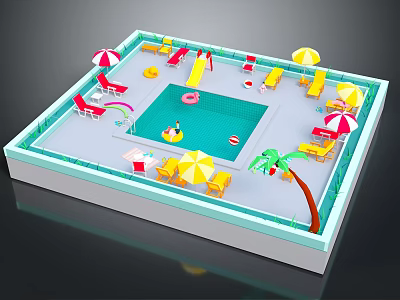 Modern Cartoon Scene Swimming Pool Cartoon Swimming Pool Animation Swimming Pool 3d model