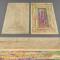 Square Rugs Featuring Natural Fiber Texture And Colorful Patterned Designs For Home Decoration