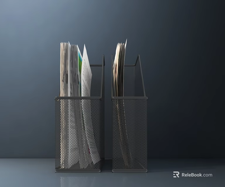 Sturdy Metal Mesh Magazine Holders Organizing Newspapers And Magazines At Home 3d model 