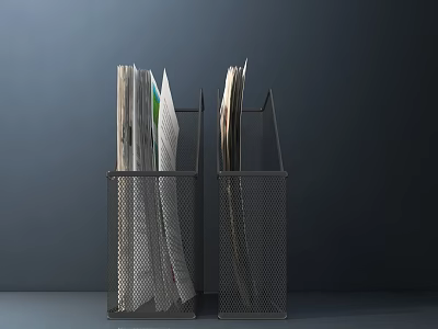 Sturdy Metal Mesh Magazine Holders Organizing Newspapers And Magazines At Home 3d model