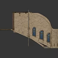 Detailed Miniature Architectural Model With Wooden Structure Arched Doorways And Circular Floor