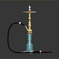 Blue Fruit Infused Beverage In Hookah Shaped Glass Container With Gold Trim