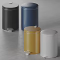 Cylindrical Pedal Trash Cans In Black Blue Gold And White Colors
