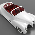 White Classic Convertible Car With Red Interior And Sleek Vintage Body Design