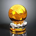 Shiny Golden Soccer Trophy With Polished Silver Base And Reflective Surface