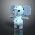 Blue Elephant Stuffed Toy With Stitched Details And Large Ears Standing Pose