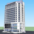 Modern High Rise Hotel Building With Glass Curtain Wall And Entrance Design