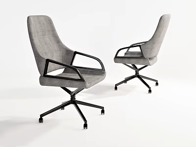 Modern Gray Fabric Office Chair With Black Frame And Five Pointed Wheels 3d model