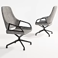 Modern Gray Fabric Office Chair With Black Frame And Five Pointed Wheels 3d model