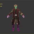 Full Body Character In Black Uniform With Cap White Belt And Boots