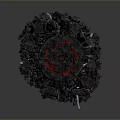 Volcanic Themed Decorative Structure With Horned Top Rocky Base And Flowing Glowing Lava