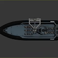 Blue And Black Yacht With Seats And Mechanical Equipment On Stand