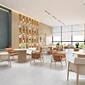 Modern Lounge Area With Chairs Tables Bookshelves And Large Windows